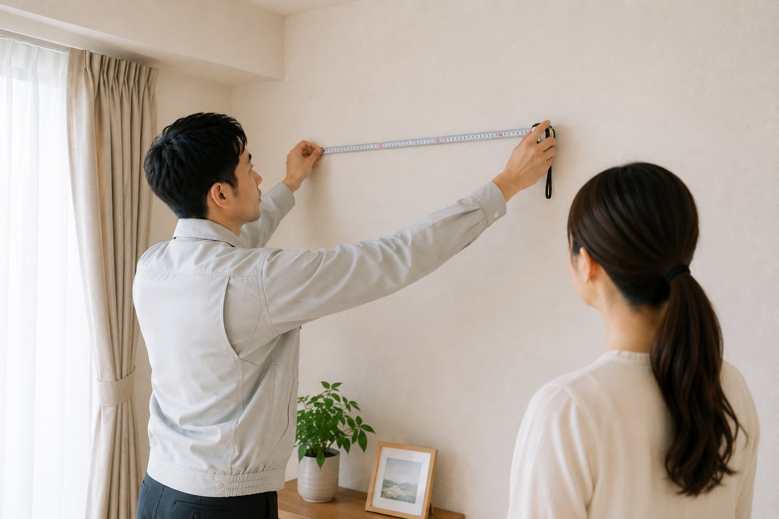 室内の設置場所を採寸